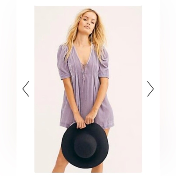 Free People Tops - Free People Adelle Velvet Boho Tunic Top Violet / Size Large